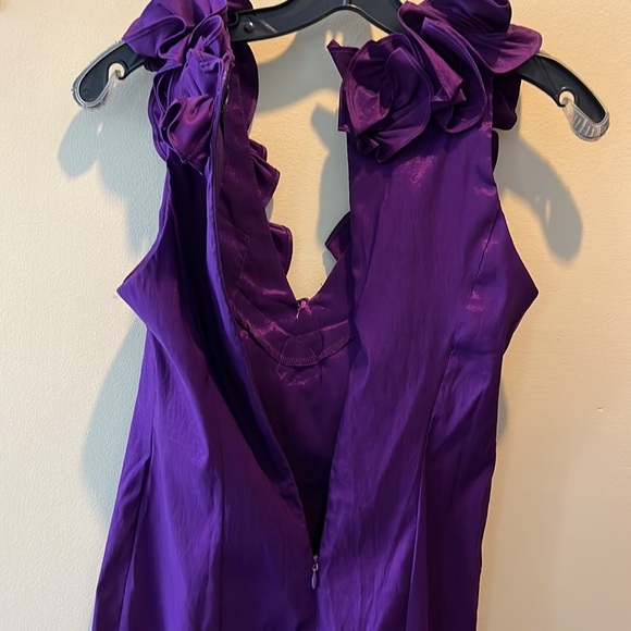 S. L. Fashions  Dress  Purple with Sheen  Floral embellished neckline NWOT  Sz.4 - Picture 8 of 10